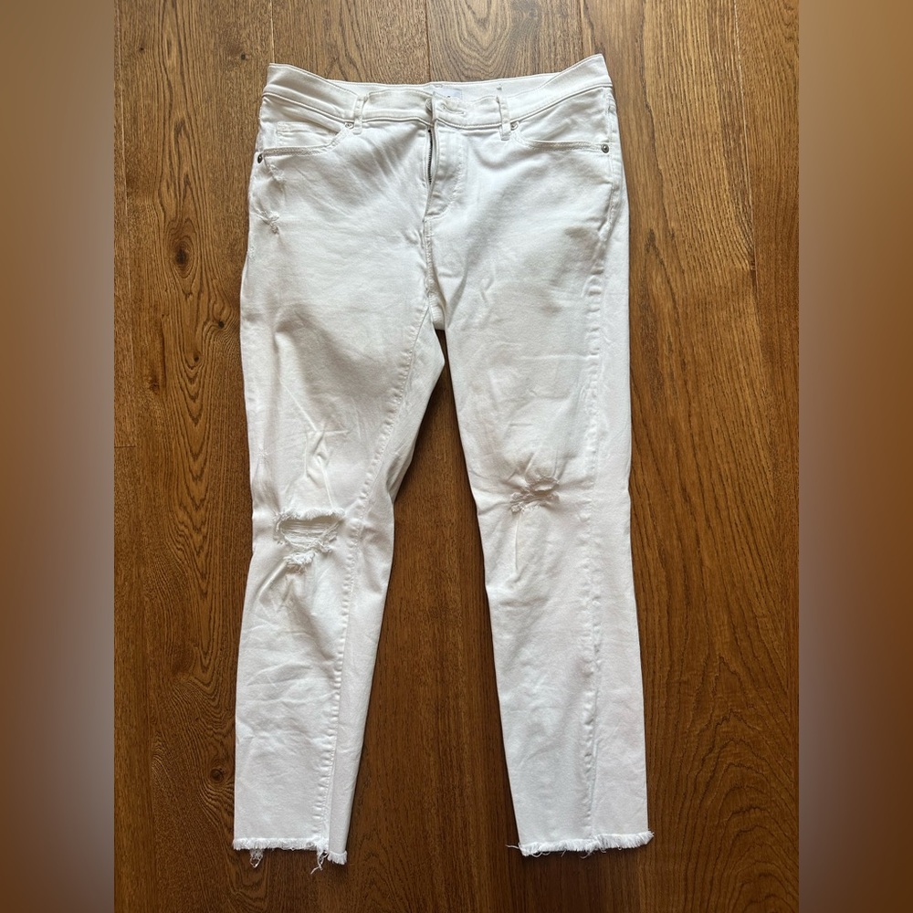 LOFT Modern Skinny Crop Jeans, White, Size 28 / 6